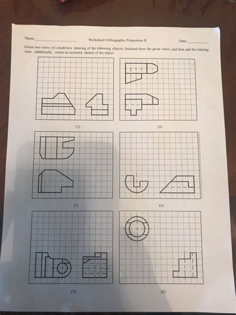 Name: Worksheet Orthographic Projections II Date: | Chegg.com - Worksheets Library