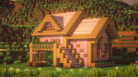 Minecraft How To Build A Survival Farm House Cherry Blossom Base