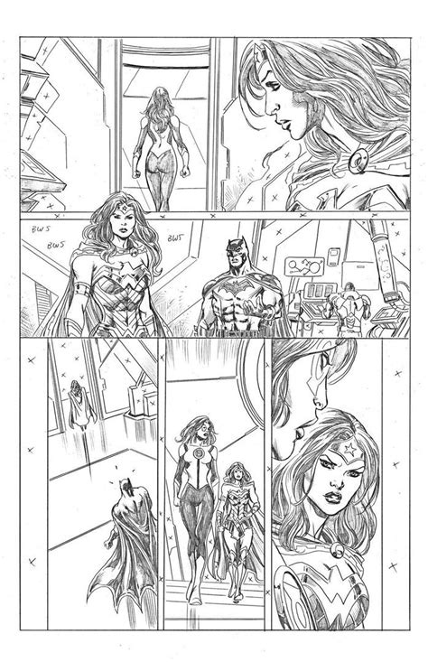 Original Comic Art Justice League Rebirth Batman Wonder Woman Gl