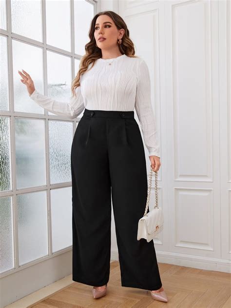 Plus High Waist Wide Leg Trousers Wide Leg Trouser Pants Outfit