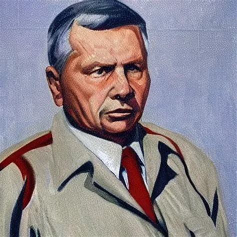 A Soviet Propaganda Painting Of Jaros Aw Kaczynski Stable Diffusion