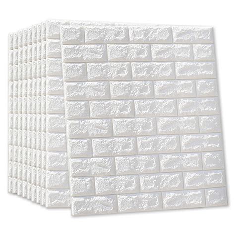 MYOYAY 10Pcs 3D Wall Panels Peel And Stick White Brick Wallpaper Self