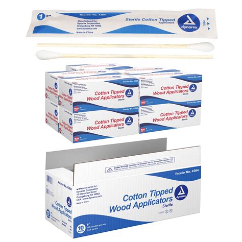 Dynarex Sterile Cotton Tipped Wooden Stick Applicators Pack