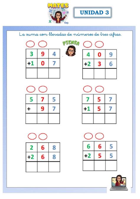 Sumas Llevando 3 Cifras Worksheet Workbook Teachers School Subjects