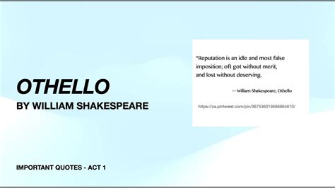 Othello Important Quotes From Act Youtube