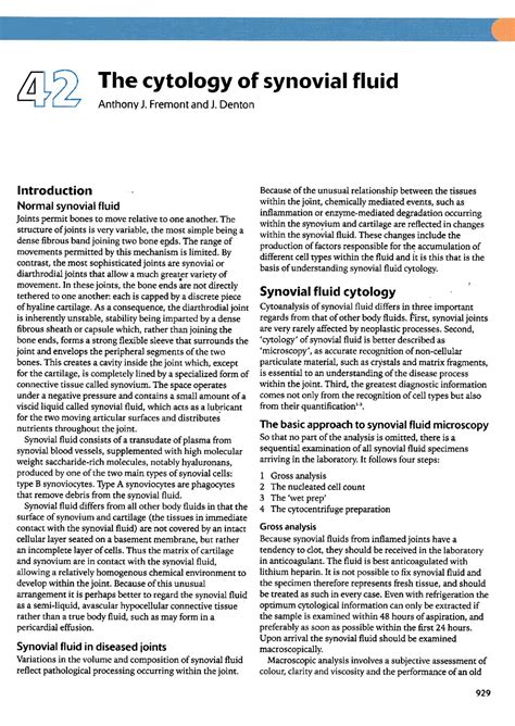 SOLUTION: 42 the cytology of synovial fluid - Studypool