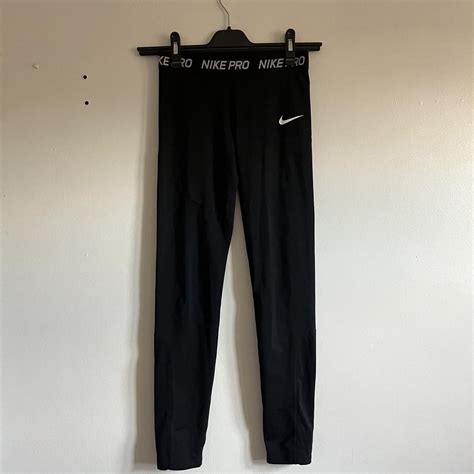 black nike pro leggings waist: 26” inside leg: 27” - Depop