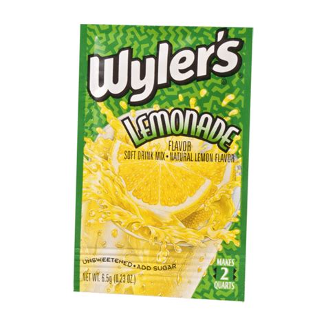 Wyler S 2QT Lemonade Flavour Unsweetened Soft Drink Mix Sachet 6 5g