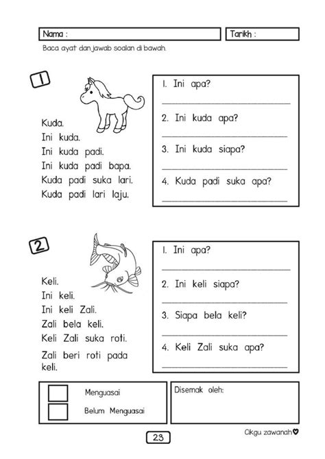 Bahan Bacaan Prasekolah Mengikut Urutan Huruf