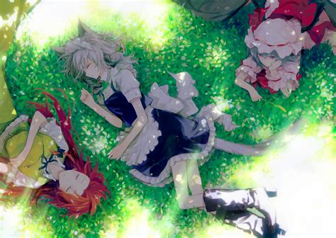 Remilia Scarlet Izayoi Sakuya And Hong Meiling Touhou Drawn By