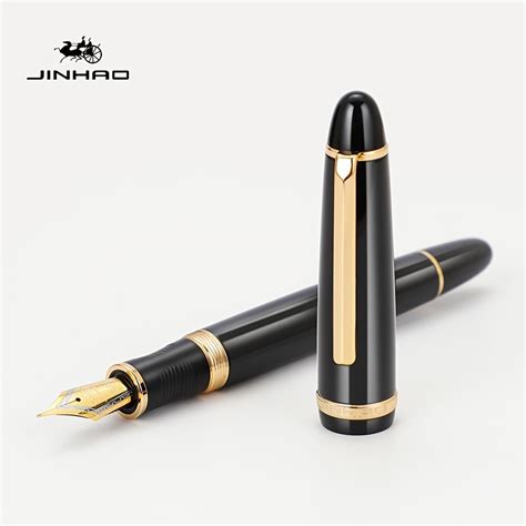 New X Metal Fountain Pen Black Golden Iridium Nib School Office