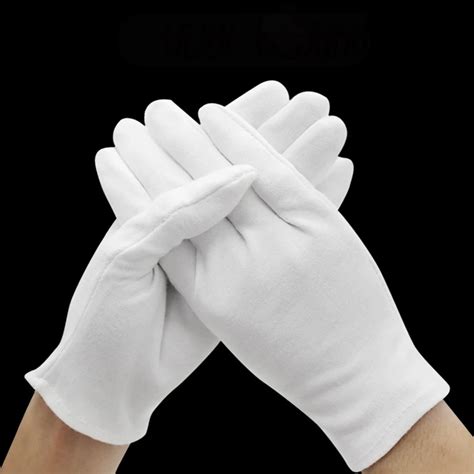 12 Pairs Thicken White Cotton Gloves Ceremonial Formal Work Uniform