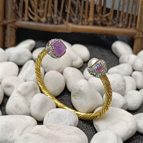 Electroplating Irregular Amethyst Pearl Bracelet Atperrys Healing