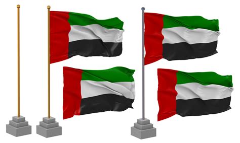 United Arab Emirates Flag Waving Stand Pole Isolated 3d