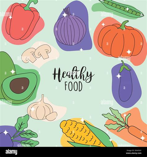 Healthy Food With Vegetables Icon Collection Design Organic And