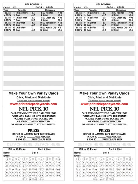 Fillable Online Parlay Card Parlay Card Fax Email Print Pdffiller