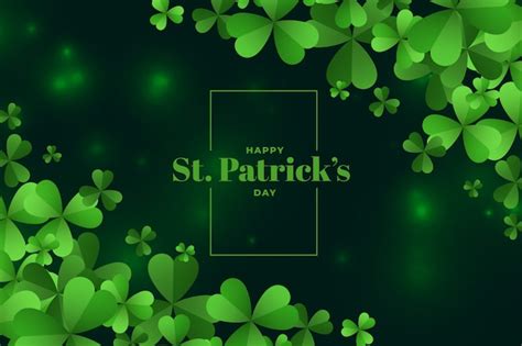 Free Vector St Patricks Day Green Clover Leaves Background