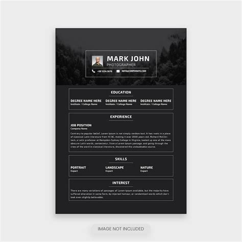 Premium Vector Photographer Cv Resume Template