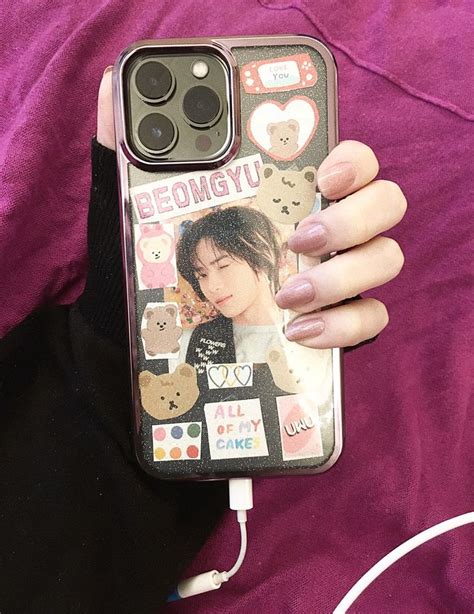 Iphone Pro Max With Clear Phone Case Photocard Of Beomgyu From Txt