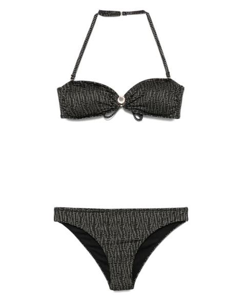 Emporio Armani Jacquard Bikini Set In Black Lyst