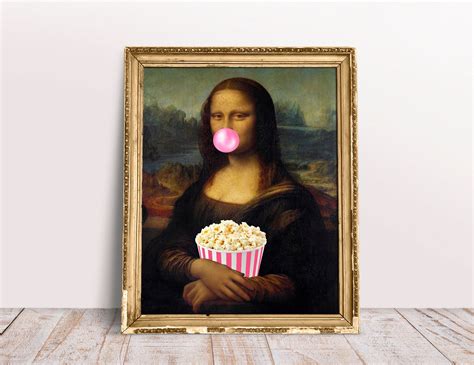 Mona Lisa With Pink Popcorn And Bubble Gum Altered Art Famous Etsy