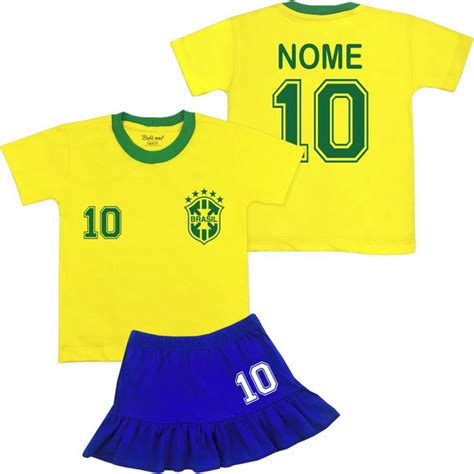 Conjunto Roupa Infantil Menina Brasil Uniforme Copa 2022 Elo7