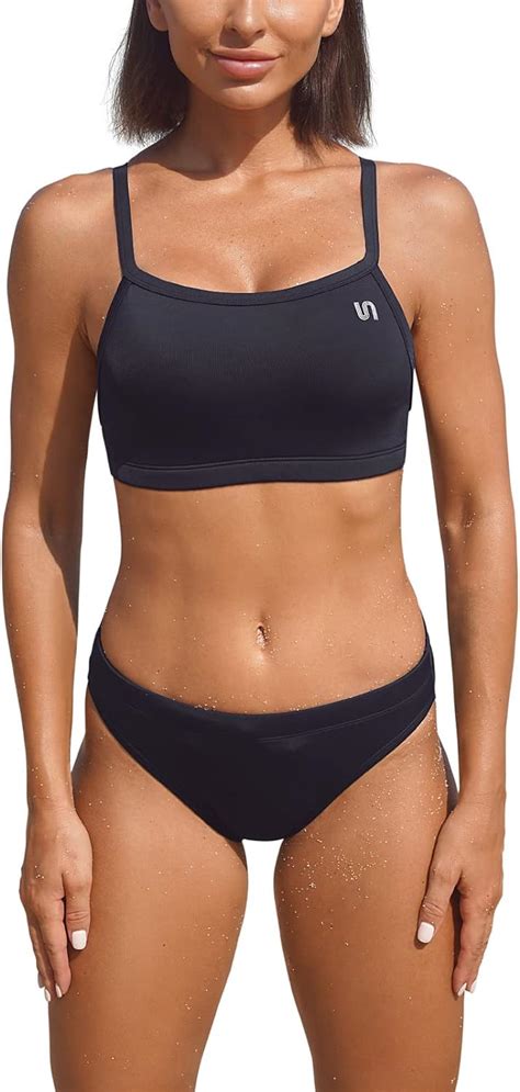 SYROKAN Women S Athletic Bikini Workout Two Piece Sport Swimsuit Amazon Co Uk Clothing
