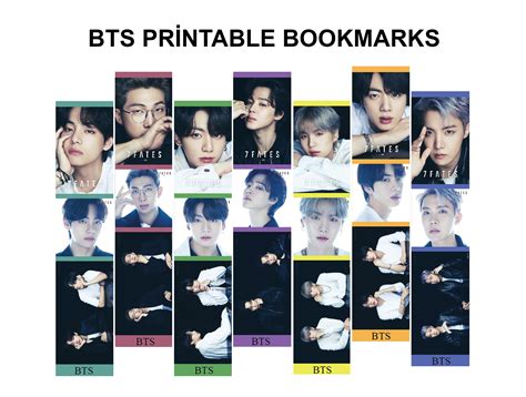 Bts Bookmarks Printable Digital Download Kpop Print N Cut Army Bangtan Etsy