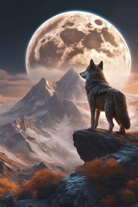 Grey Wolf Howling At The Moon