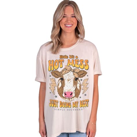 Simply Southern Hot Mess Cow Over Sized Vintage T Shirt Simplycutetees