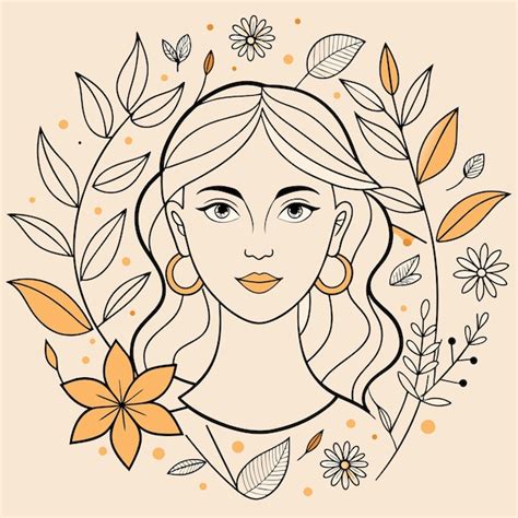 Premium Vector Drawing Of A Flower Girl Portrait Hand Drawn Mascot