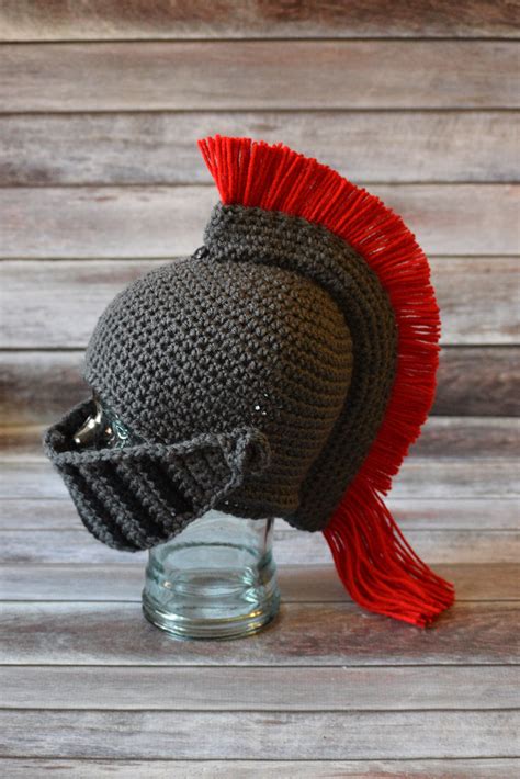 Knighttrojangreek Gladiator Crochet Hat Knitted Hat Go Gray Go Red