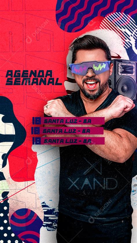 Flyer Agenda Semanal Xand Avião Social Media PSD Editável download