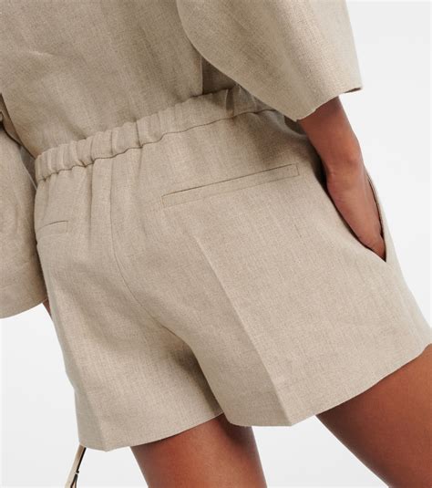 Linen Canvas Shorts In Beige Valentino Mytheresa