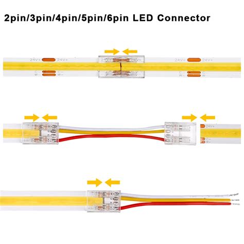 5pcs Solderless LED Connector Transparent For 2pin 3pin 4pin 5pin 6pin