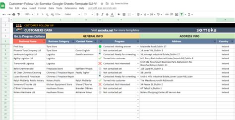 Customer Follow Up Google Sheets Template Lead List Template