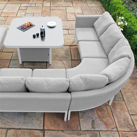 Maze Pulse Outdoor Fabric Deluxe Square Corner Dining Set With Rising