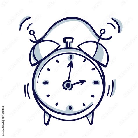 Alarm Clock Wake Up Time Isolated On Background In Flat Stylehand