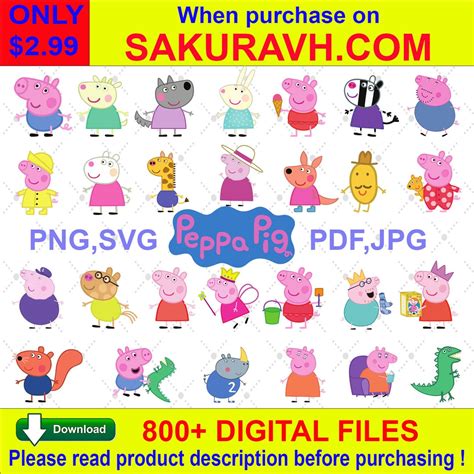 800 Mega Peppa Pig Svg Bundle Layered Svg Layered And Instant