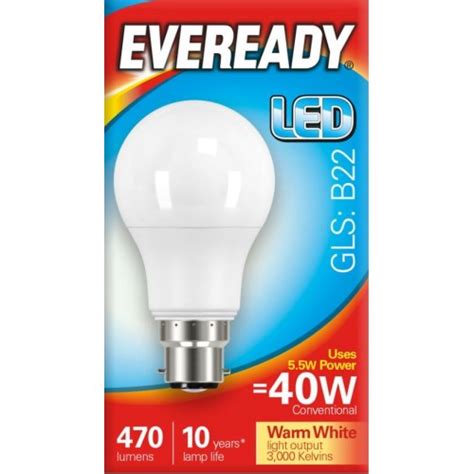 W W Led Gls Bayonet Bc Light Bulb Warm White