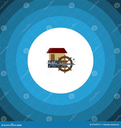 Isolated Watermill Flat Icon Wheel Vector Element Can Be Used For