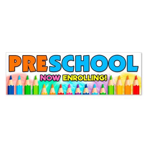 Preschool - Now Enrolling Vinyl Banner with Optional Sizes (Made in the USA)