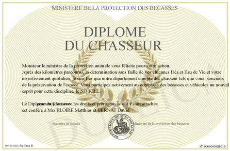 Diplome Du Chasseur