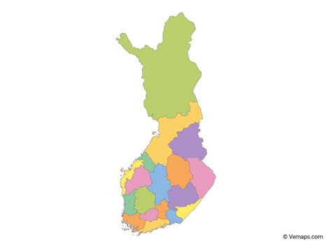 Multicolor Map Of Finland With Regions Free Vector Maps Map Vector