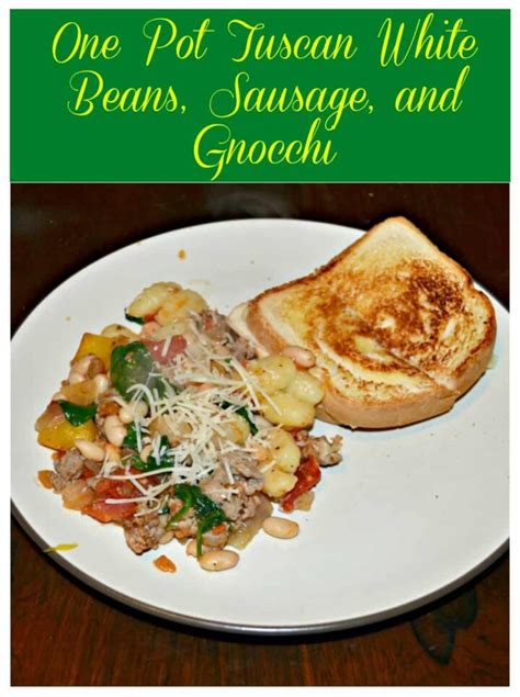 One Pot Tuscan White Beans Sausage And Gnocchi Hezzi Ds Books And Cooks