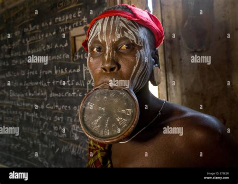 Mursi Tribe Woman With A Huge Lip Plate Hail Wuha Village Ethiopia