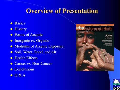 Ppt Health Effects Due To Arsenic Exposure From Drinking Water