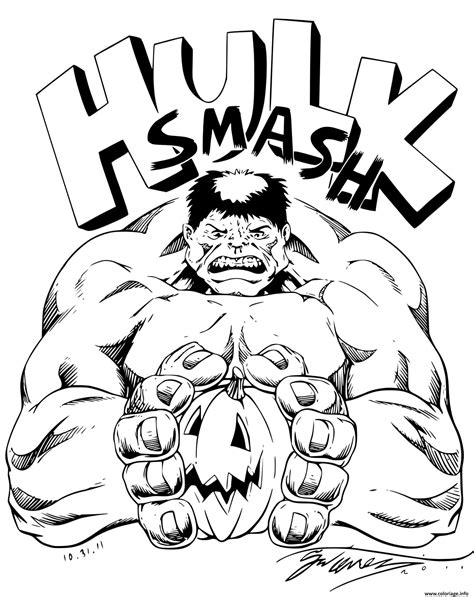 Coloriage Hulk Smash Citrouille JeColorie