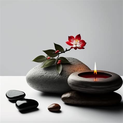 Premium Photo | Zen spa decorations with stones, flowers and candle