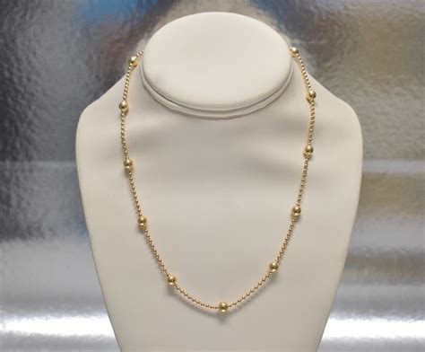 C 1950s 14K Yellow Gold Beaded Chain Necklace 17 Inches 8 1 Etsy